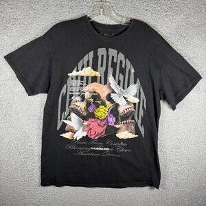 Civil Regime Men's Skull Black T-Shirt Blooming Through Chaos Large Grunge